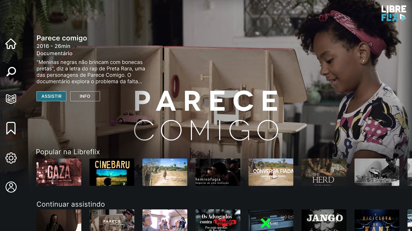 Interface do LibreFlix para Android TV